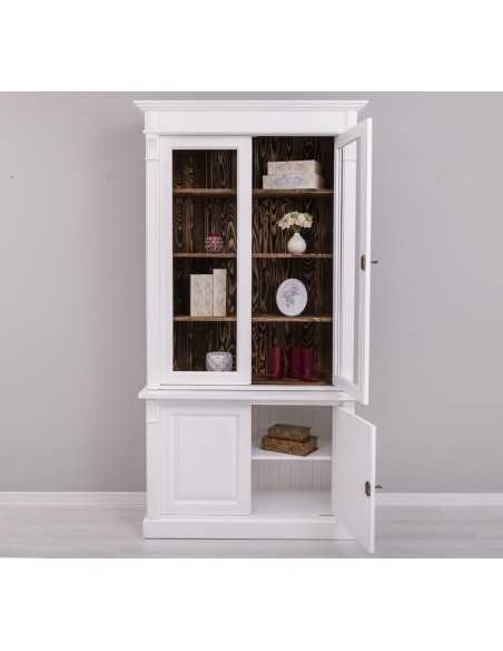 Credenza country 2 corpi con ante in legno e vetro 120 cm | MS75BS