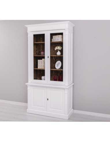 Credenza country 2 corpi con ante in legno e vetro 120 cm | MS75BS