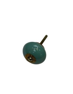 Pomello in ceramica artigianale Ø 4 cm colore ottanio | Maniglia per mobili POM006