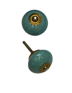 Pomello in ceramica artigianale Ø 4 cm colore ottanio | Maniglia per mobili POM006 2