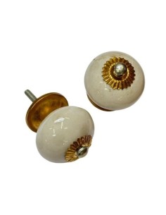 Pomello in ceramica artigianale Ø 4 cm colore bianco | Maniglia per mobili POM008
