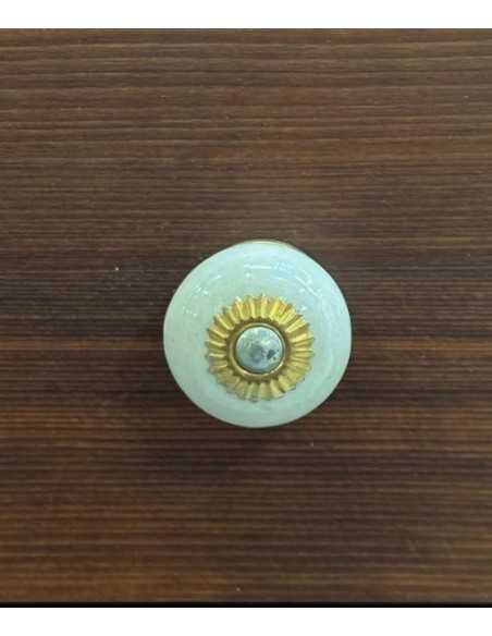 Pomello in ceramica artigianale Ø 4 cm colore bianco | Maniglia per mobili POM008