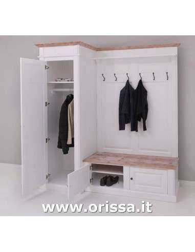 Mobile appendiabiti country con appendi cappotti e portascarpe MS720L