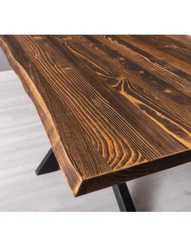 Tavolo rustico o colorato in legno con gamba centrale in ferro 180cm MS787