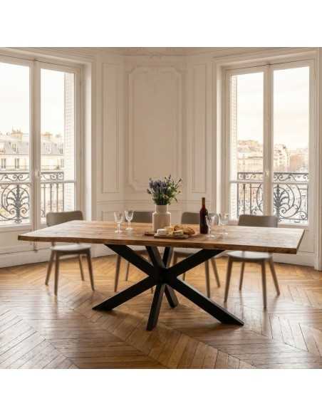 Tavolo rustico 240 cm in pino con gambe in ferro | Stile industriale MS787