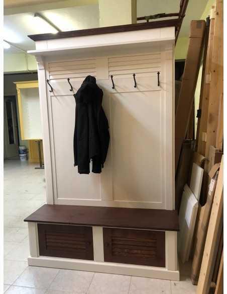 Appendiabiti da ingresso in stile country legno 6 ganci doppia anta MS721