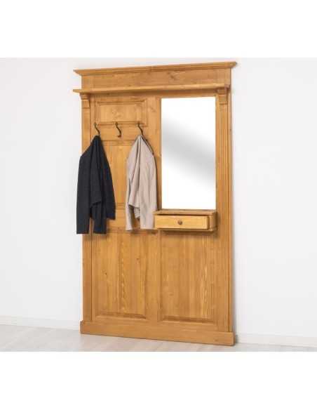 Pannello appendiabiti country legno 3 ganci con specchio MS242
