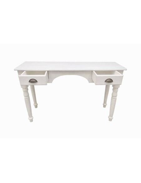 Scrivania in legno massello bianco decapato 105 cm con cassetti cx9009