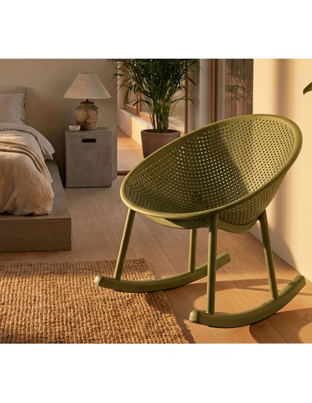 Sedia A Dondolo Ibiza Verde Cm 66x88x80 (altezza Seduta Cm 38) - 142951000V