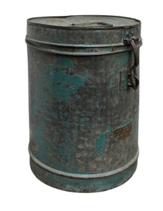 Bidone vintage in ferro color ottanio contenitore India ts144C