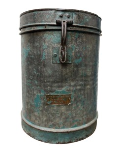 Bidone vintage in ferro color ottanio contenitore India ts144C 2