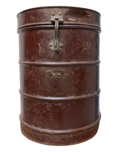 Bidone vintage in ferro marrone ruggine contenitore India ts144A