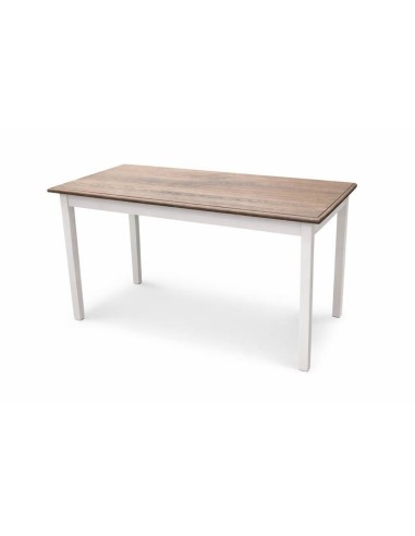 Tavolo country bianco con piano rovere spazolato 140x70 cm