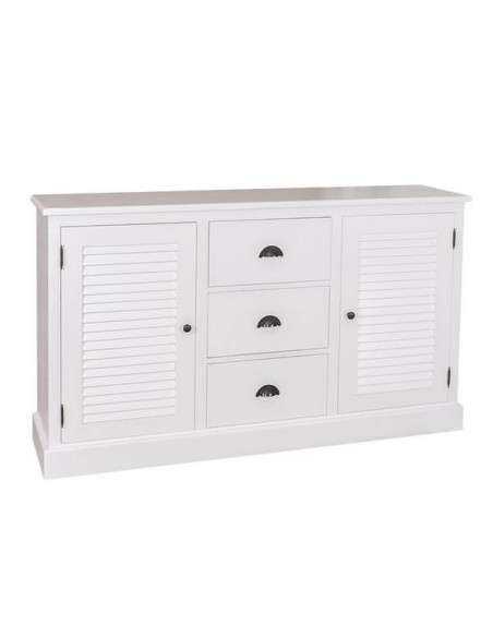 credenza bassa stile country con due ante a persiana con cassetti legno colorato o naturale MS569