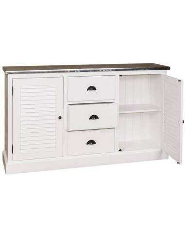 credenza bassa stile country con due ante a persiana con cassetti legno colorato o naturale MS569