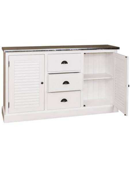 credenza bassa stile country con due ante a persiana con cassetti legno colorato o naturale MS569