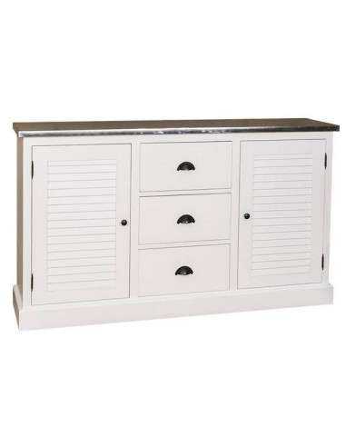 credenza bassa stile country con due ante a persiana con cassetti legno colorato o naturale MS569