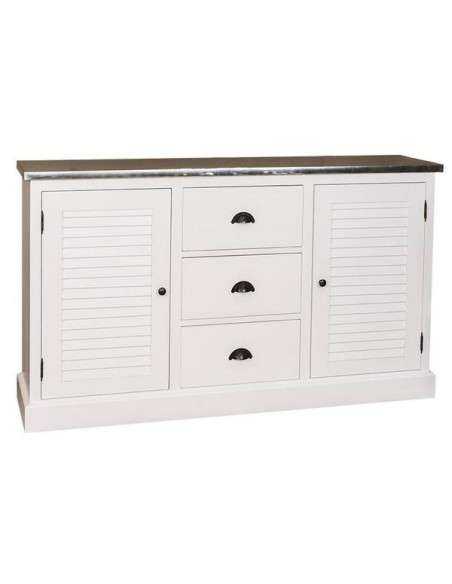 credenza bassa stile country con due ante a persiana con cassetti legno colorato o naturale MS569