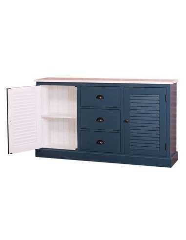 credenza bassa stile country con due ante a persiana con cassetti legno colorato o naturale MS569