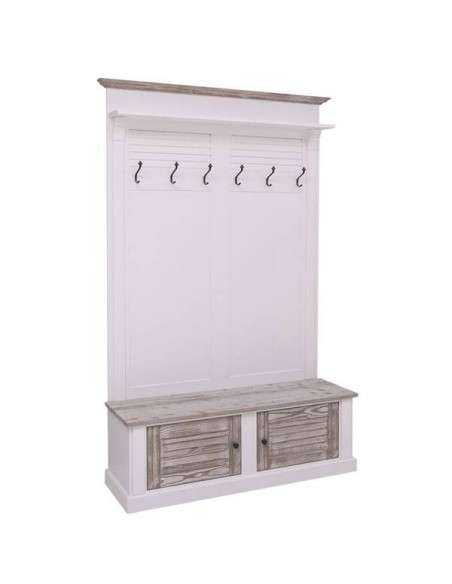 Appendiabiti da ingresso in stile country legno 6 ganci doppia anta MS721