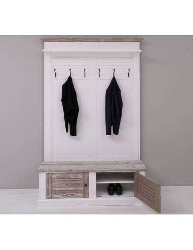 Appendiabiti da ingresso in stile country legno 6 ganci doppia anta MS721