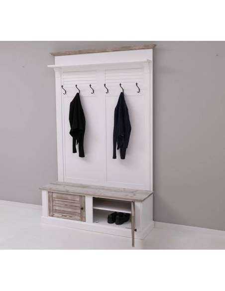 Appendiabiti da ingresso in stile country legno 6 ganci doppia anta MS721