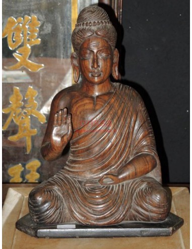 Statua Buddha  in legno posizione loto