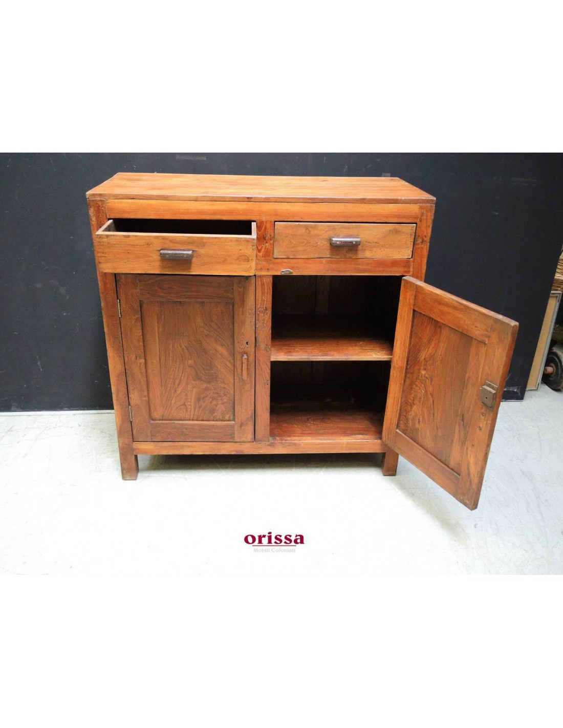 credenza bassa coloniale in legno di teak massello r097 Orissa Mobili