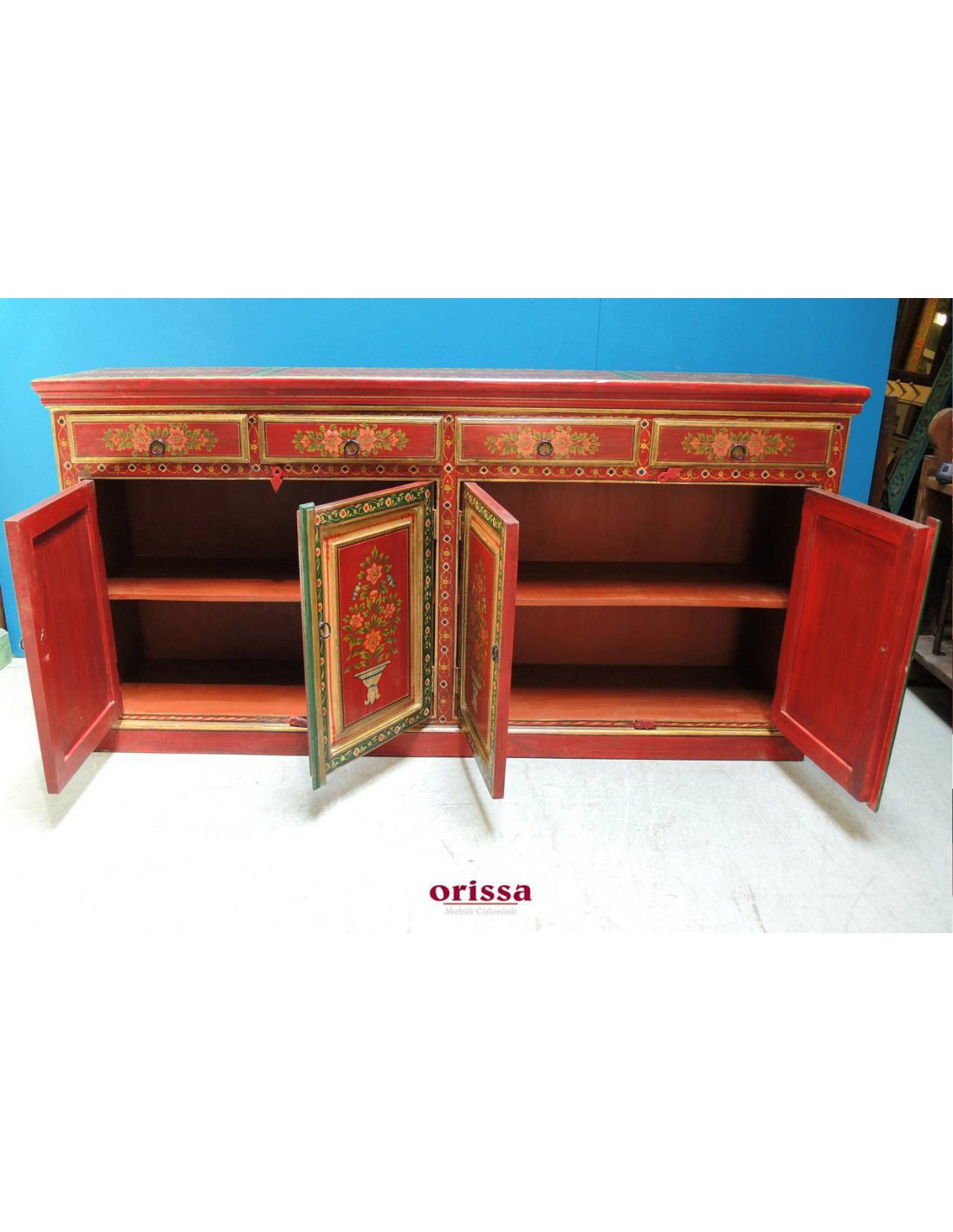 Credenza etnica decorata S2095 Orissa Mobili Coloniali