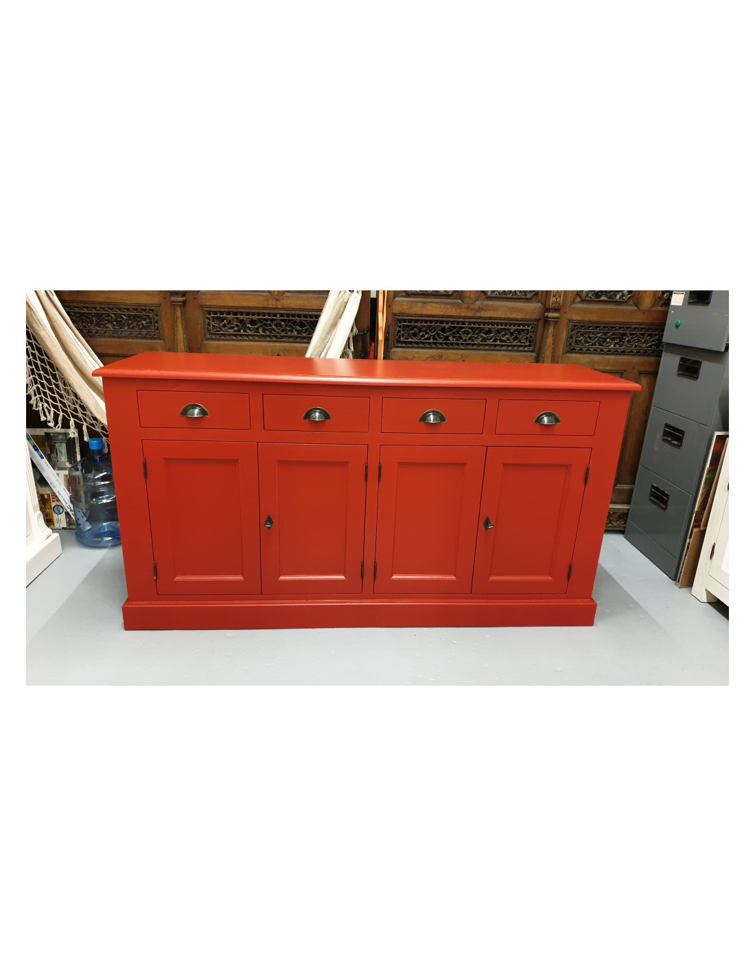 Credenza bassa colore rosso con 4 cassetti e 4 ante OMS165B Orissa