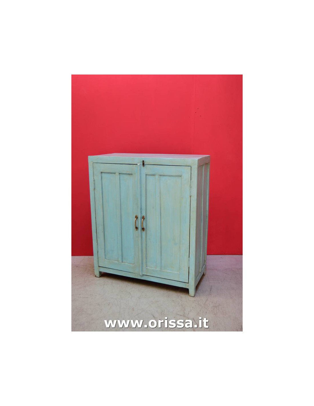 Credenza bassa doppia anta legno massello finitura shabBy verde acqua