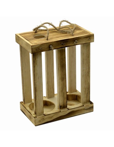 Portabottiglie in legno rustico con manico - Vacchetti